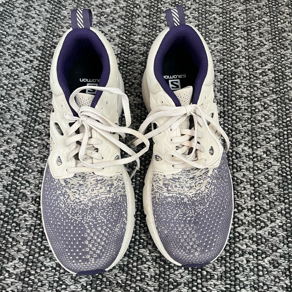 Salomon Predict SOC 2 Running Shoes White Purple Knit Sneakers US 10 - Picture 2 of 7